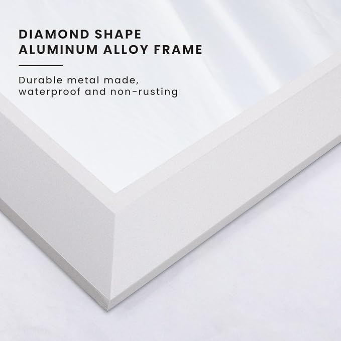 Bathroom Mirror for Wall, 24x36 Inch (White) | HD Reflection, Tempered Glass, Thick Metal Framed Rectangle Mirrors for Over Sink, Vanity, Bedroom, Living Room, Entryway