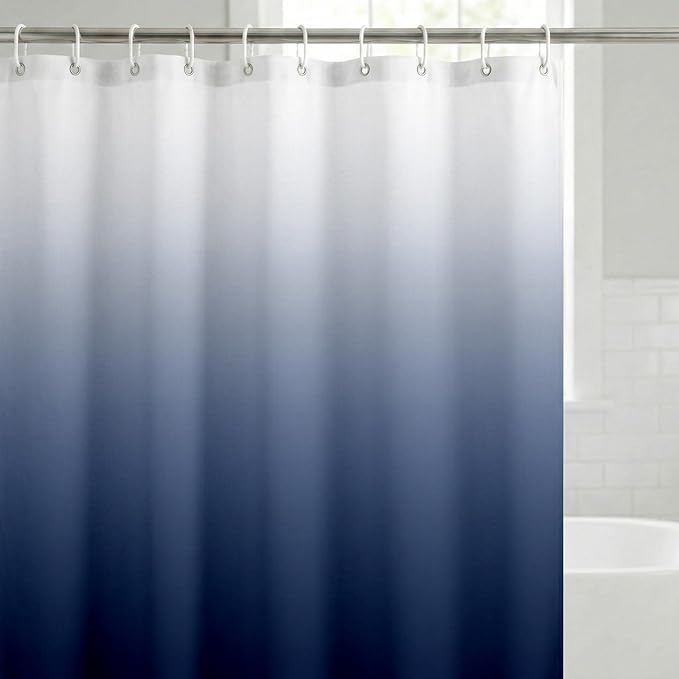 Americanflat 71x74 Blue Ombre Shower Curtain - Water-Resistant Long Shower Curtain with Durable Metal Grommets and 12 Hooks - 100% Polyester