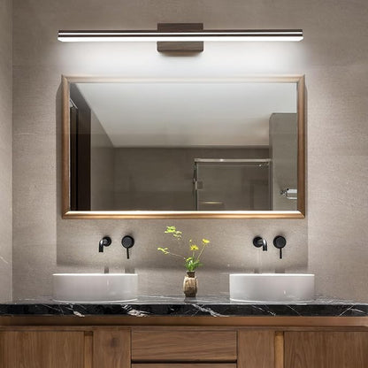 SineRise LED Modern Bathroom Vanity Light Fixtures (40-Inch, 3000K/4000K/6000K, Dimmable), Brown Wood Painted Modern Acrylic Bathroom Wall Lighting Fixtures Over Mirror