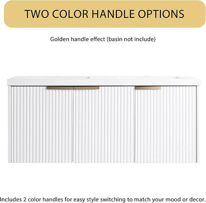 Malwee 48" Floating Bathroom Vanity Without Sink, 48 inch Wall Mounted Bathroom Cabinet, Modern White Cabinet with 3 Soft Close Doors, Basin not Include(MA10348DWH-C)