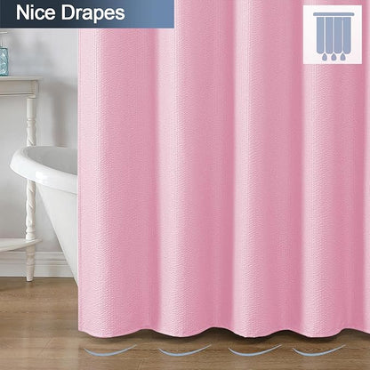 OWENIE Hot Pink Shower Curtain for Bathroom 72x72 Inch, 3D Embossed Textured Waffle Fabric Shower Curtains, Soft Hotel Farmhouse Style, Water Repellent, Machine Washable, Hot Pink, 72" W x 72" L