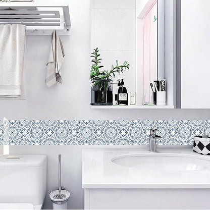 SVNOOC Peel & Stick Tile Stickers 12 PCS Self Adhesive Backsplash Decorative Wall Stickers for Kitchen Bathroom Tile Decals Waterproof & Removable 6" x 6" (Blue)