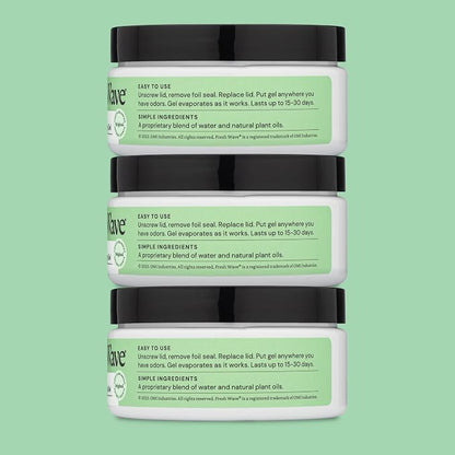 Fresh Wave Original Odor Eliminator Gel 3-Pk 7 oz - Air Freshener for Home | Plant-based essential oils. Lasts 15-30 days per jar. No plug-in needed. Pet-safe, closet and bathroom deoderizer.