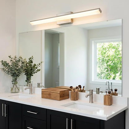 mirrea 36in 5CCT Brushed Nickel LED Vanity Lights for Bathroom Over Mirror | 5 color temperatures,Adjustable light angle,ETL listed,Dimmable,Bathroom lighting fixtures,Eye-friendly,Frosted acrylic shade