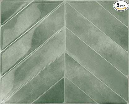 SMART TILES Peel and Stick Backsplash - 5 Sheets of 11.43" x 9" - 3D Adhesive Peel and Stick Tile Backsplash for Kitchen, Bathroom, Wall Tile | Pack of 5 (3.5 sq ft), Glossy, Heat/Moisture Resistant, Low VOC, Kitchen/Bathroom, Renter Friendly, Made in ...