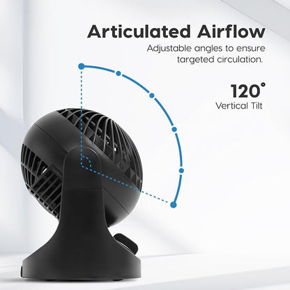 IRIS USA WOOZOO Mini Desk Fan, Dorm Bedside Office, Quiet, 112° Tilt, Black | 32ft Max Air Distance, 108ft² Coverage, 112° Adjustable Vertical Tilt, 27db