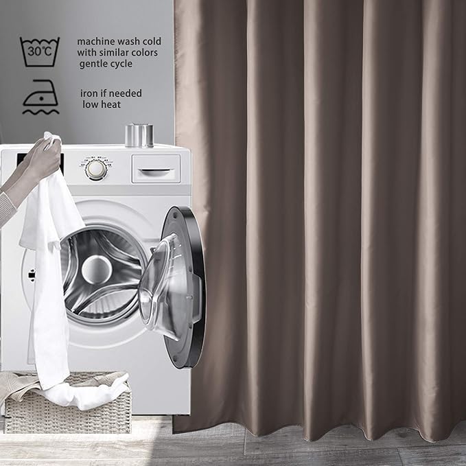 EurCross Brown Shower Curtain Liner Fabric 72 x 72 Inch, Hotel Luxury Washable Cloth Shower Curtain Bathroom,Taupe