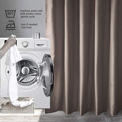 EurCross Brown Shower Curtain Liner Fabric 72 x 72 Inch, Hotel Luxury Washable Cloth Shower Curtain Bathroom,Taupe