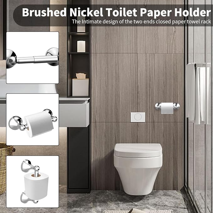 Newfun 8-Pieces 24 Inch Polished Chrome Bathroom Hardware Set | Bathroom Accessory Set, Includes 24" Adjustable Bath Towel Bar, Towel Rings Wall Mounted, Toilet Paper Holder, Towel Hooks