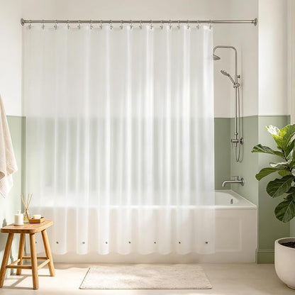 Mrs Awesome Extra Wide Frosted Shower Curtain Liner with 8 Magnets 108x72 | 18 Rustproof Grommets,Waterproof Lightweight PEVA,108W x 72H Shower Liner for Claw Foot Bathtub or Curved Rod