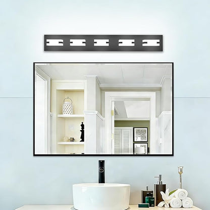 LED Black Bathroom Light Fixtures, 5-Light 5700K Modern Vanity Lights | LED Black Bathroom Light Fixtures, 5-Light Modern Vanity Lights , ETL Listed, 35W (Cool White 5700K)
