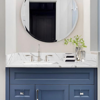36 in.W x 22 in.D Quartz Calacatta River Vanity Top,with Undermount Left Offset Sink Vanity Top,with Two Sidesplash & One Backsplash,8 Inch Faucet Hole Spread Bathroom Vanity Sink Countertop