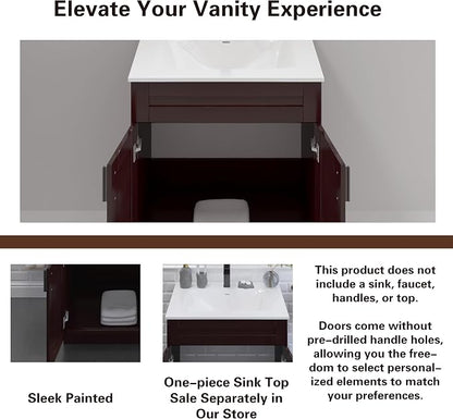 24" Espresso Shaker Bathroom Vanity Base – Ready-to-Assemble Sink Cabinet, Freestanding Bathroom Vanity Base Only, No Top or Sink