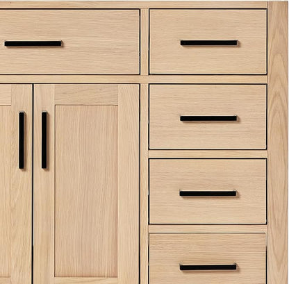 ARIEL Hepburn 66-inch Bathroom Vanity Base Cabinet,Solid Wood, 2 Soft Closing Doors, 9 Dovetail Drawers, White Oak