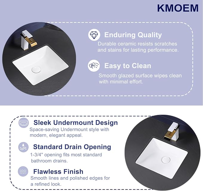Small Undermount Bathroom Sink 14x13 Inch Vessel Sink White Porcelain Ceramic Under Counter Lavatory Vanity Sink Basin Rectangular Undermount Sinks with Overflow