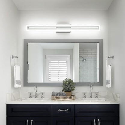 SOLFART Bathroom Lighting Fixtures Over Mirror Brushed Nickel 40 Inch Led Vanity Light 6000K