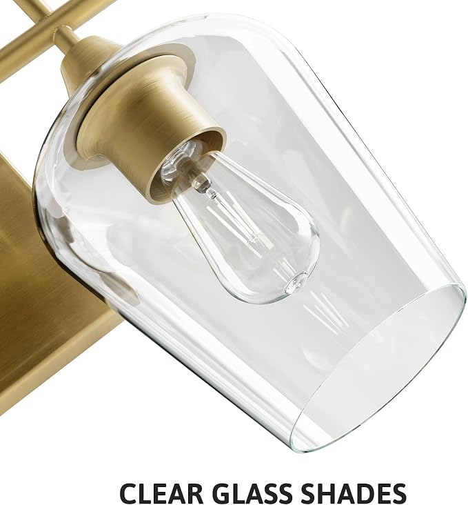 VONLUCE 4 Light Bathroom Vanity Light Fixture,Brushed Gold | Wine Glass Shades, E26 Sockets, Easy to install, Vanity Lights for Bathroom Bedroom Hallway Living Room