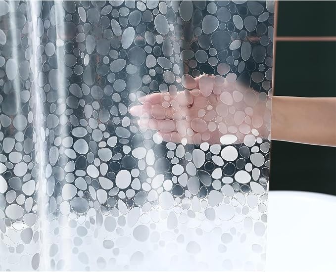 60 inch Height Shorted 8G Waterproof Shower Curtain Liner, Pebble Pattern, 3 Heavy Duty Magnets, Premium EVA Material Not PVC(72W x 60H)