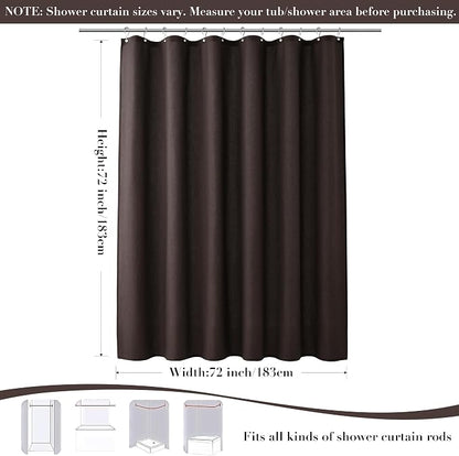 Linen Shower Curtain for Bathroom 72x72 1 Panel Chocolate Brown | Weighted Fabric Shower Curtains with Hooks, Water Repellent, Neutral Rustic Boho Farmhouse, Simple Luxury Bath Curtain Decor