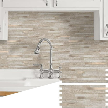 Yipscazo 2 Sheets PVC Wall Tiles Stick on Tiles for Backsplash Kitchen, Bathroom, Laundry Room, Camper, Fireplace (6'' X 12'', Rock)