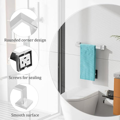 Alise Towel Bar Towel Racks for Bathroom Wall Mount 16 Inch,Brushed Nickel | SUS304 Stainless Steel Bathroom Towel Holder, Full Square Towel Rod Towel Hanger for Bathroom Lavatory Kitchen