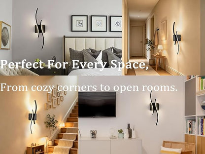 Battery Operated USB Rechargeable Wall Sconce, Black Dimmable LED | Wireless Wall Light with Remote Control, 10000mAh, 3000K-6000K, Minimalist, For Bedroom Hallway Background Staircase, 1 Pack