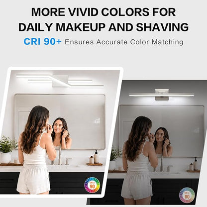 SOLFART Vanity Lights for Bathroom Dimmable Modern Brushed Nickel Bathroom Light Fixtures Over Mirror 32 Inch