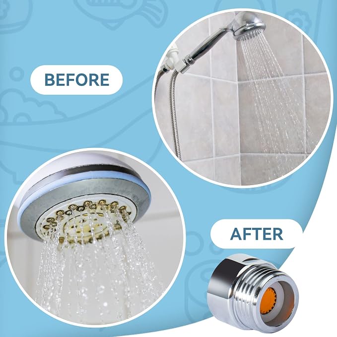 MAYYAYA 7-Pc Brass Shower Flow Saver Kit, 1/2", 6 Color Options | MAYYAYA brass flow saver kit: 6 color-coded reducers (1.2-2.5 GPM); durable 1/2" connector; fits fixed & handheld showers