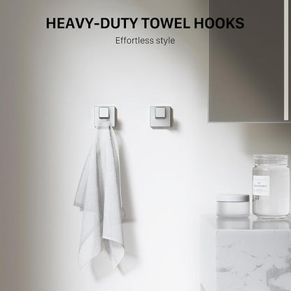 10-Piece 23.6 Inch Brushed Nickel Bathroom Hardware Accessories Set | Stainless Steel Bath Extended Towel Bar, Toilet Paper Holder with Shelf, Towel Hooks, Square Towel Ring Wall Mounted