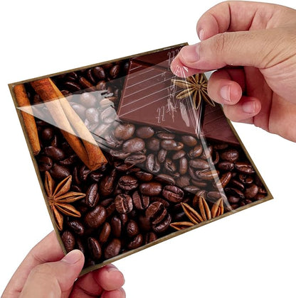 Alwayspon Vinyl Sticker Peel and Stick, Self-Adhesive Wall Tile Transfers Backsplash Sticker Decal for Kitchen Bathroom, 6x6inch/15x15cm 10Pcs, Chocolates T044