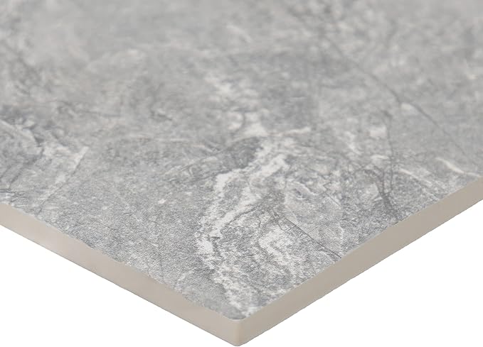 Daltile Perpetuo 12" x 24" Marble Look Ceramic Multi-Geometric Wall Tile in Satin Eternal Grey for Kitchen Backsplashes, Living Room or Bathroom Walls | (8 PC Per Carton) (15.52 SQFT Per Carton)