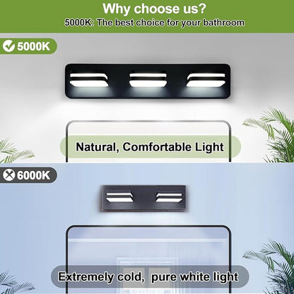360° Rotate LED Dimmable Bathroom Vanity Light Fixtures, 1300LM Acrylic Matte Black Vanity Lights for Bathroom, Modern Wall Lighting Fixtures Over Mirror Kitchen Living (Natural White Light 5000K)