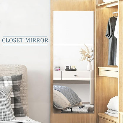 JUNEBRUSHS 3 Pack Self Adhesive Acrylic Mirrors, 20 x 24 Inch Full Length Mirror Tiles