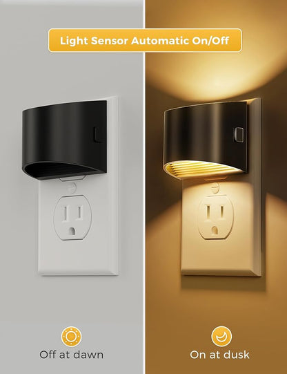 L LOHAS LED Night Lights Plug into Wall 2 Pack, Dusk to Dawn Nightlight | Plug in Night Light with Brightness Adjustable, 3000K Soft White