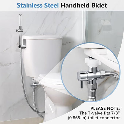 Handheld Bidet Sprayer for Toilet, Leak-Proof Stainless Steel Toilet Sprayer, Adjustable Spray Angle & Water Pressure, Toilet Bidet Sprayer for Personal Care, Elderly, Postpartum (Silver)