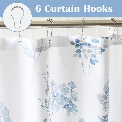 Light Blue Grey Small Stall Shower Curtain,Waterproof Fabirc Dusty Blue and White Grand Millenial Shower Curtains for Bathroom with Hooks 36x72