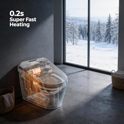 ‌VANCOCO Smart Toilets with Built-in Bidet,One-Piece Toilets with Toilet Bidet,Smart Toilets and Bidets with Night Light & Heated Seat,Warm Water Wash & Air Dryer