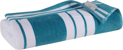 Superior Cotton Cabana Striped Beach Towels, Colorful Towels for Adult, Kid, Pool, Swimming, Sand, Travel, Large Oversized, Absorbent, Fast Drying, Bath Basics, Cabana Collection, 1 Piece, Turquoise