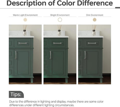 60 Inch Bathroom Vanity with Sink, Fully Assembled, Green | Solid Wood Single Sink Bathroom Vanity, Modern Bathroom Sink Cabinet, Soft Close Doors & Dovetail Drawers, 0.78" Stone Top