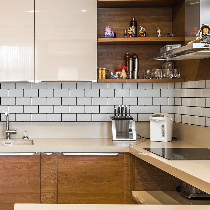 Art3d Faux Ceramic Subway Tile Peel and Stick Backsplash, 10-Pack, White | 12.6 x 10.6 in, Thickened Design, Heavy-Duty, Strong Adhesive, for Kitchen, Bedroom, Countertop Decor, Ideal for Home Upgrade