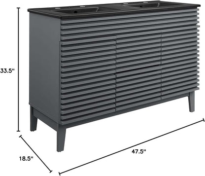 Modway Render 48" Double Bathroom Vanity in Gray Black