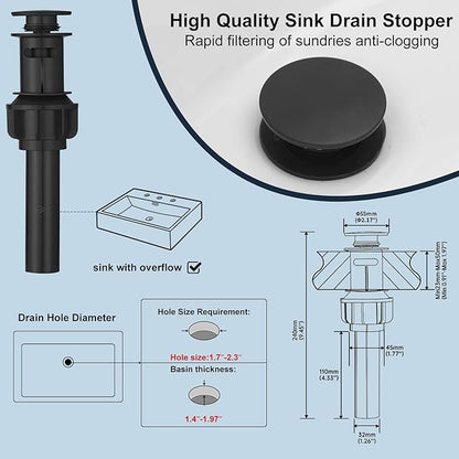 Matte Black LED Waterfall Bathroom Faucet, Single Hole Bathroom Sink Faucet, 3 Colors Light Changing Single Handle Vanity Faucets with cUPC Supply Lines, Stainless Steel