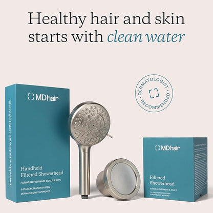 Mounted & Handheld Filtered Shower Head Bundle for Hard Water | Multi-stage filters remove chlorine & heavy metals for healthier hair & skin; dermatologist-formulated, high pressure