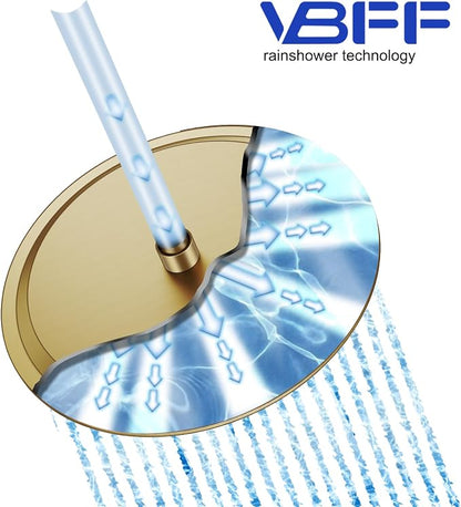 VBFF-Shower Head,rain shower head, 16 inch- Round Shower Head, 1.8 GPM Flow Rate, rainfall showerhead,VBFF14 (Brushed Gold)