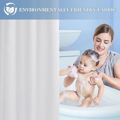 Nasitos Extra Long Fabric Shower Curtain Liners 4 Pack - W72 x H84 - Water Resistant Cloth Shower Curtains with Magnets, Soft Hotel Quality, Machine Washable (White, Magnets Included)