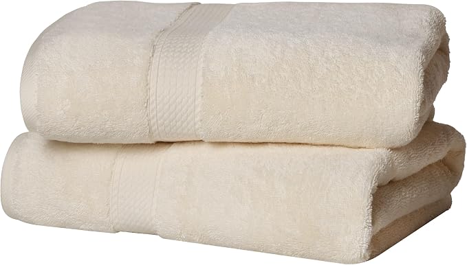 SUPERIOR Egyptian Cotton Plush & Absorbent, Bath Towel Set of 2, Cream | Quick Dry, Soft Luxury Towel Set, Bath Essentials for Bathroom, Guest Bath, Spa, 2 Piece Bath, Madeline Towels
