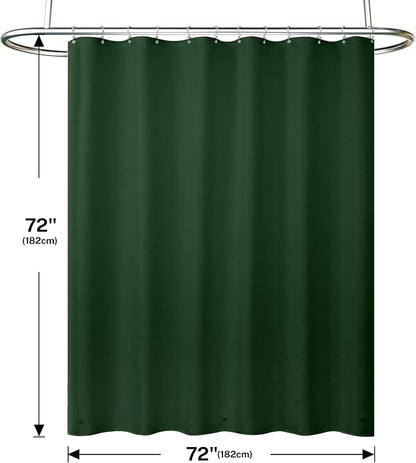 Shower Curtain and Liner, 3 in 1 Shower Curtain Set with 12 Double Sided Shower Curtain Hooks, Cloth Shower Curtains for Bathroom,Waterproof, Dark Green 72 * 72