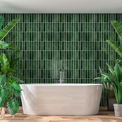 MORCART 20PCS 11.8"x11.8" Peel and Stick Backsplash, Deep Green | 3D Adhesive Waterproof Wall Tiles for Kitchen, Bathroom, Living Room, Laundry Room, Subway Tiles