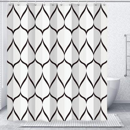 Gelbchu Geometric Shower Curtain for Bathroom, White Black, 72x72 Inch | with Hooks, Premium Polyester, Quick Dry, Water Repellent, Machine Washable, Rustproof Grommets, Modern Minimalist