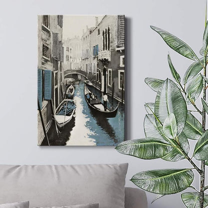 Renditions Gallery Canvas Historical Wall Art Modern Paintings & Prints Decorations Vintage Venice Boat Black & White Wall Hanging Artwork for Bedroom Living Room Office Kitchen - 32"x48" LT02